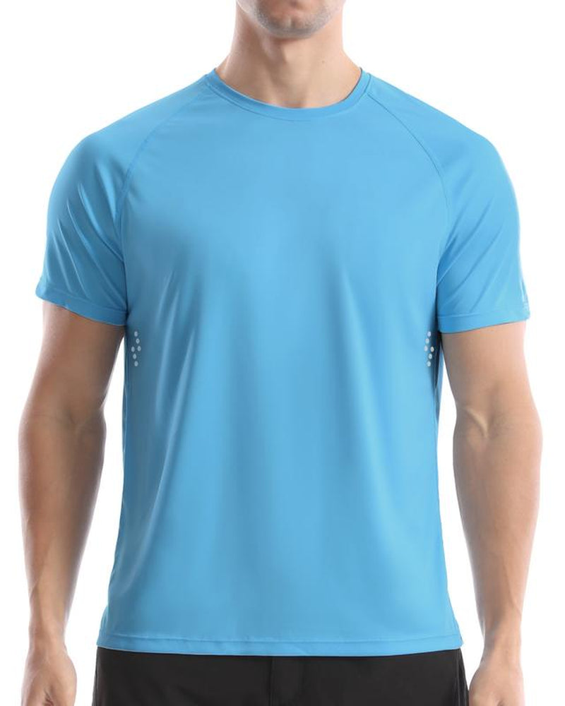 Men'S UPF 50+ Swim Shirts, Sun Protection Short Sleeve Rash Guard, Quick Dry T-Shirt for Fishing and Surfing