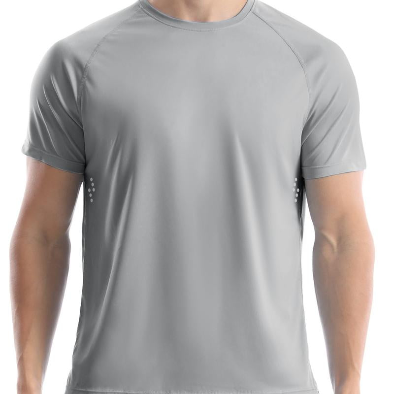 Men'S UPF 50+ Swim Shirts, Sun Protection Short Sleeve Rash Guard, Quick Dry T-Shirt for Fishing and Surfing