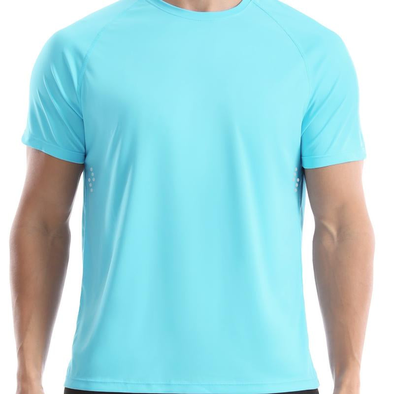 Men'S UPF 50+ Swim Shirts, Sun Protection Short Sleeve Rash Guard, Quick Dry T-Shirt for Fishing and Surfing