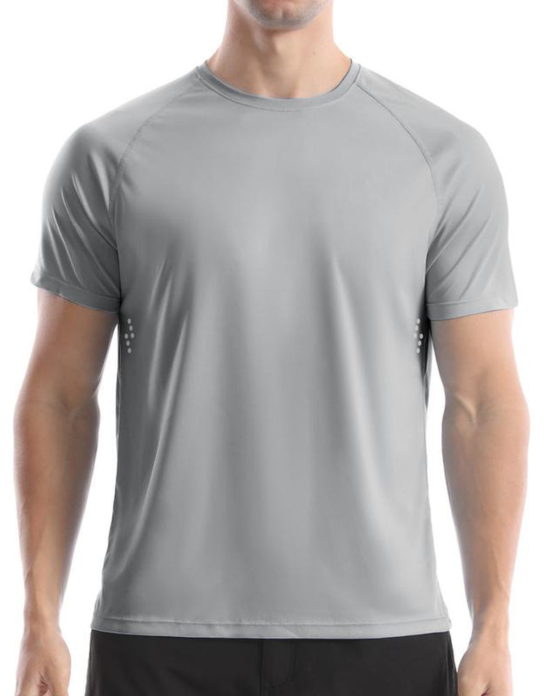Men'S UPF 50+ Swim Shirts, Sun Protection Short Sleeve Rash Guard, Quick Dry T-Shirt for Fishing and Surfing