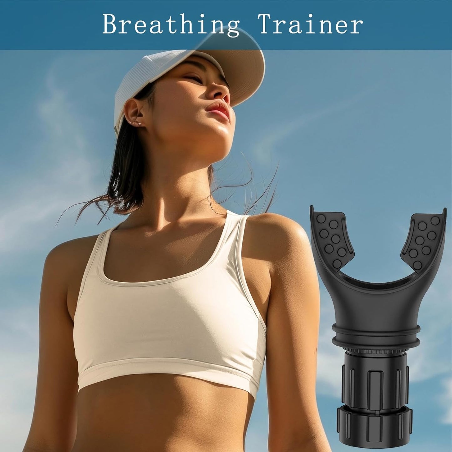 Breathing Trainer, Adjustable Exercise Device, Variable Settings - Adjustable to Different Fitness Needs, for Oral and Muscular Exercise(Black)