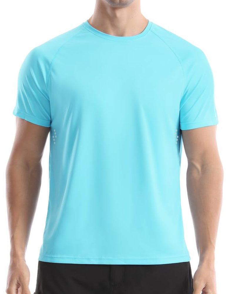 Men'S UPF 50+ Swim Shirts, Sun Protection Short Sleeve Rash Guard, Quick Dry T-Shirt for Fishing and Surfing